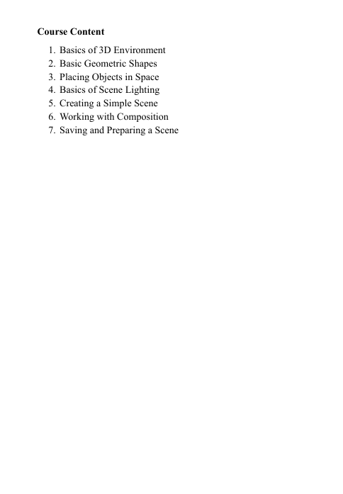 Introduction to 3D modeling course description 'Free'