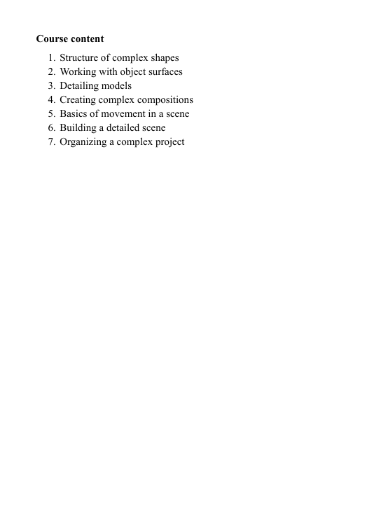 Introduction to 3D modeling course description 'Shapes'